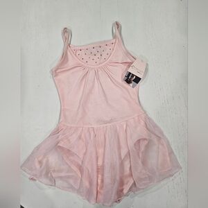 Ballet Dance Freestyle Girls Danskin Leotard. Large 10/12 Baby Pink Rhinestones